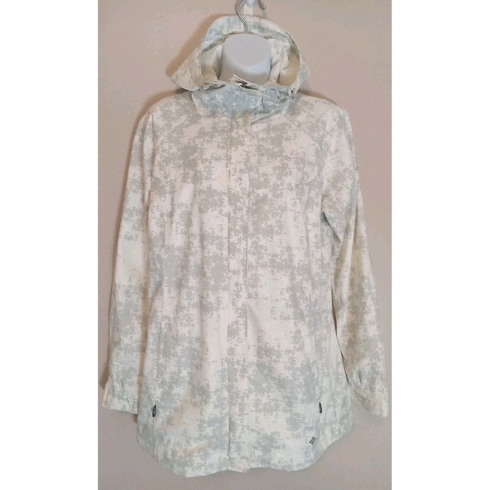 Columbia Women White Grey Pattern Omnitech Seam Sealed Lightweight Jacket Size M